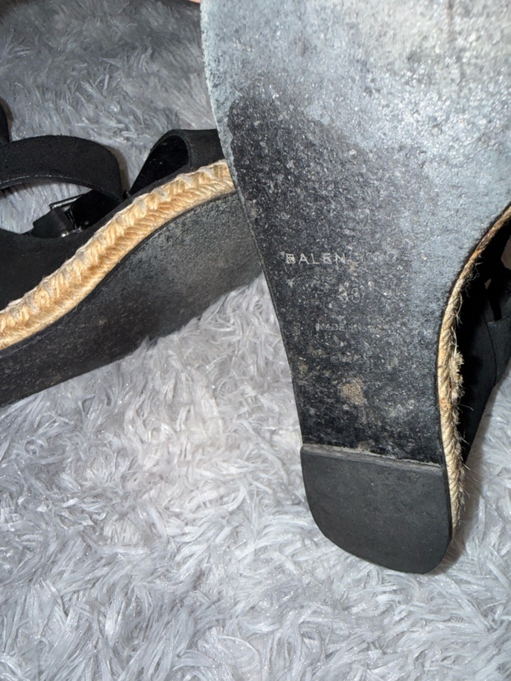 Balenciaga Black Suede Espadrille Wedge Sandals - Picture 5 of 5